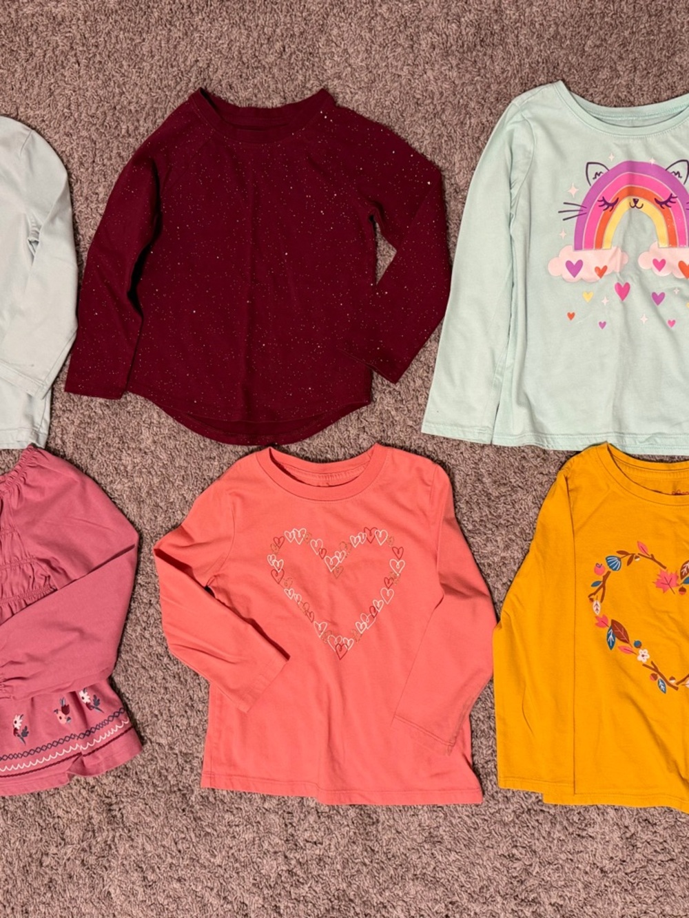 Bundle Cat & Jack size 4-5 Coral Heart Long-Sleeve Tee